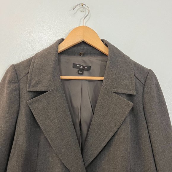 Ann Taylor Vintage Gray Double Breasted Crop Blazer Jacket Boxy Office Work 4 - Picture 4 of 7